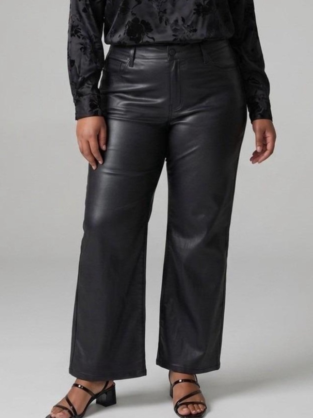 Kut From The Kloth Meg High Rise Wide Leg Faux Leather black pants 14